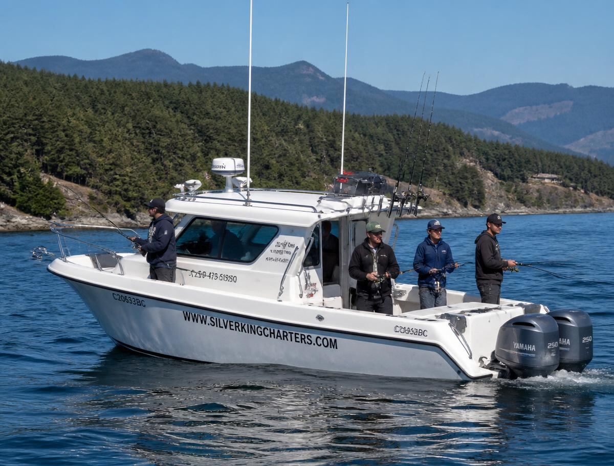 Fishing charter boat operating near Victoria, British Columbia
